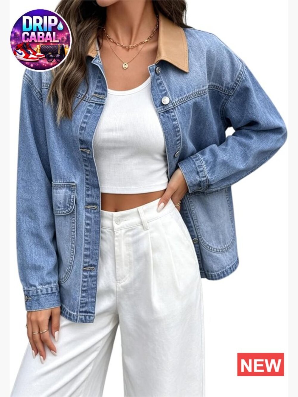Vintage Classic Long Sleeve Washed Denim Coat - Oversized Fit